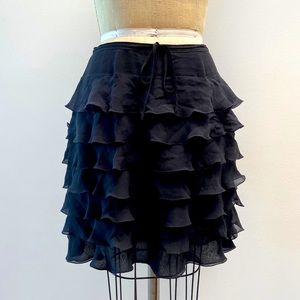 Marc Jacobs Black Silk Chiffon Tiered Ruffle Mini Skirt – Size 6